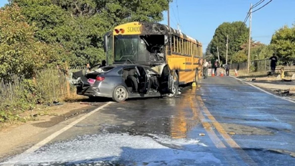 two-injured-in-fiery,-head-on-collision-involving-vehicle,-school-bus:-police