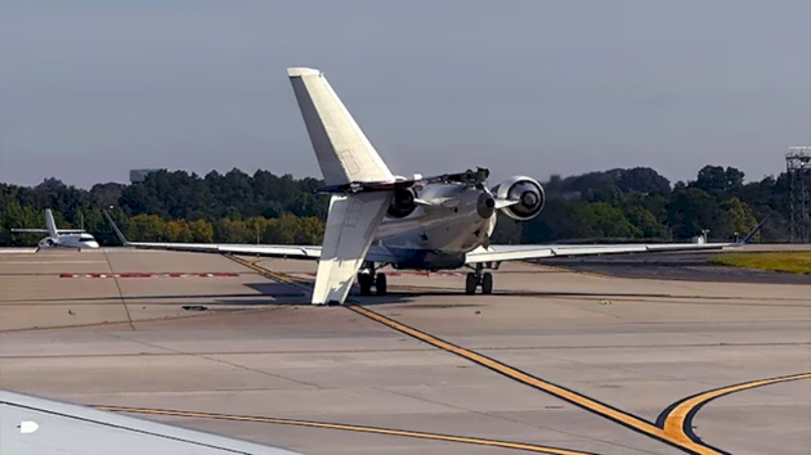 delta-flight-clips-another-plane-on-taxiway-at-atlanta-airport,-knocks-off-smaller-plane’s-tail