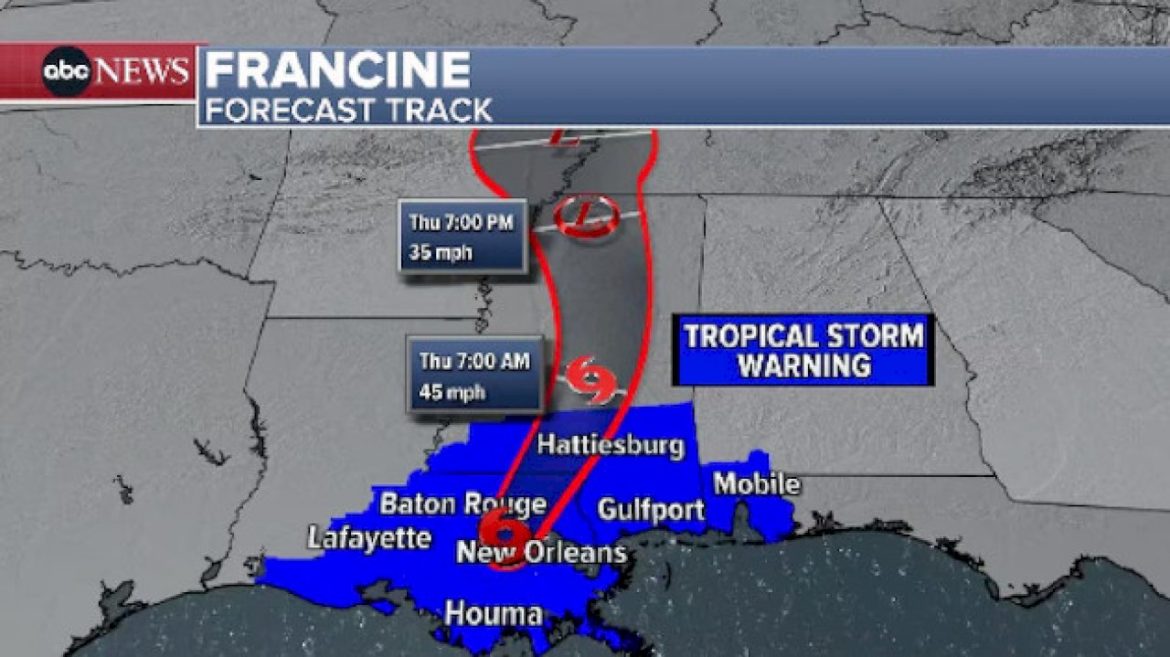 hurricane-francine-live-updates:-downgraded-to-tropical-storm-after-making-landfall