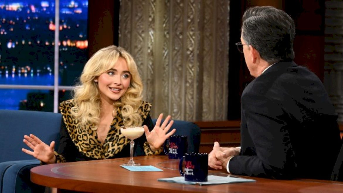 on-‘colbert,’-sabrina-carpenter-chugs-espresso-martinis,-reveals-childhood-beatle-crush