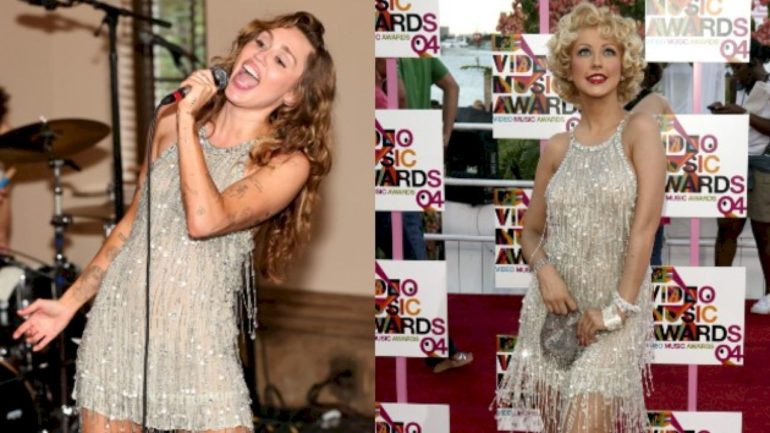 miley-cyrus-wore-christina-aguilera’s-2004-vma-dress-at-tiktok-album-launch-event